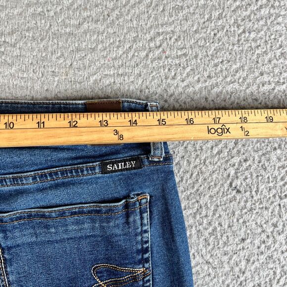 Wide Leg Flare Jeans Womens 31 Blue Distressed Stretch  Mid Rise 30x32 Sailey - Picture 9 of 13